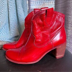 Red Leather Ankle Boots